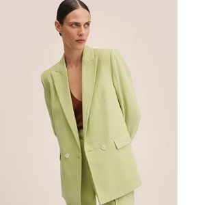 Mango Spring Lime Green Double Breasted Blazer